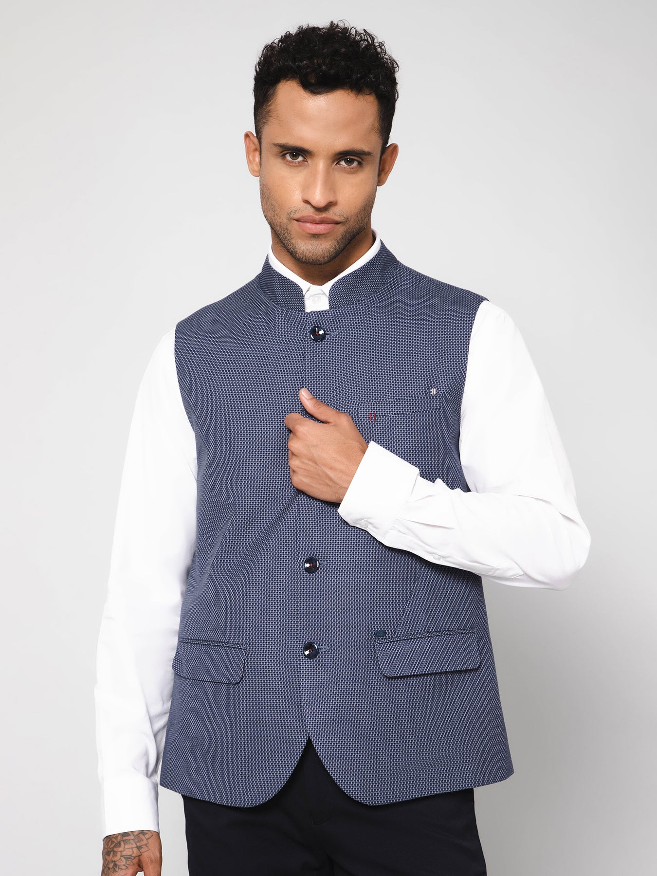 Cantabil Men Navy Waist Coat