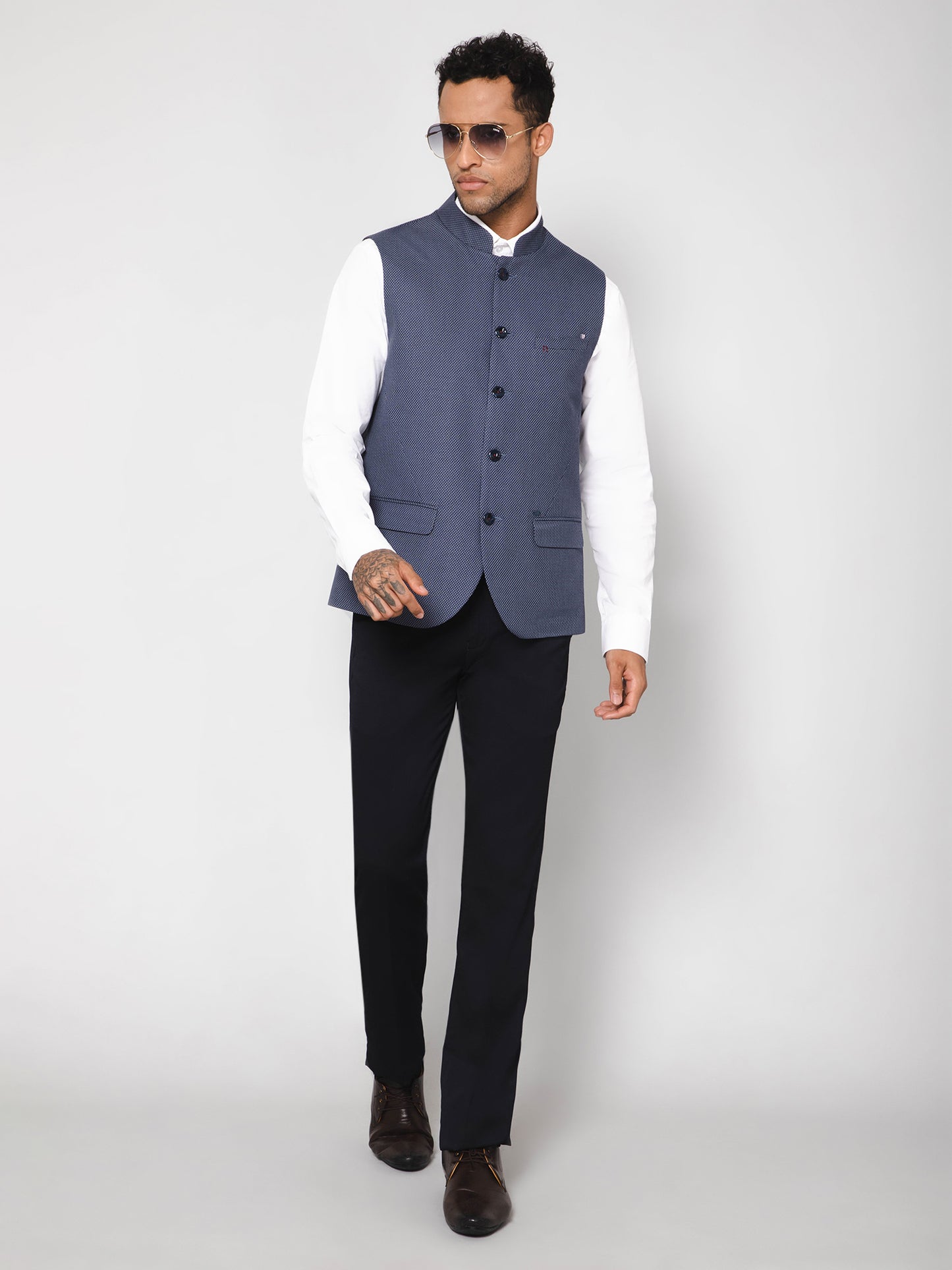 Cantabil Men Navy Waist Coat (7114263855243)