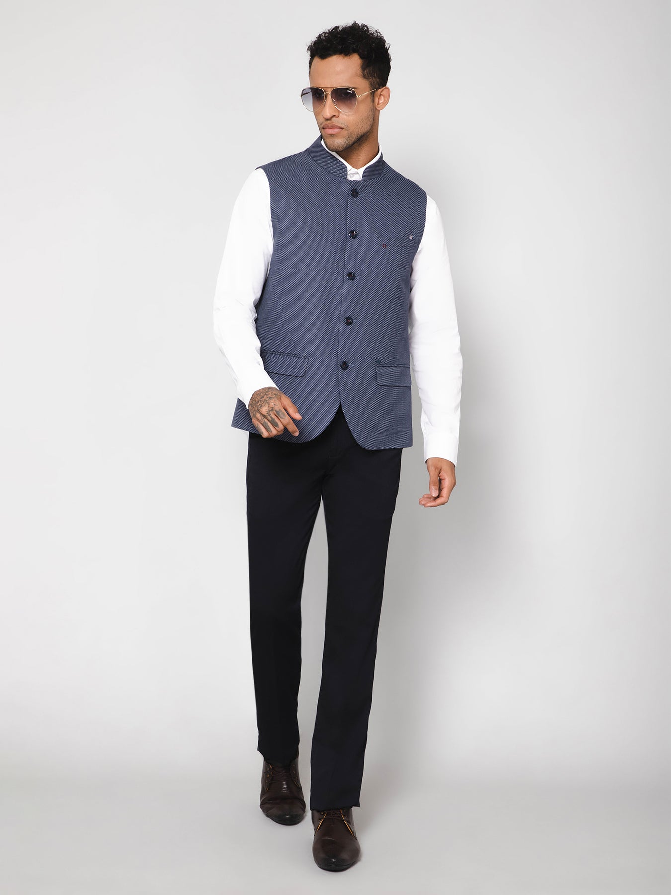 Cantabil Men Navy Waist Coat