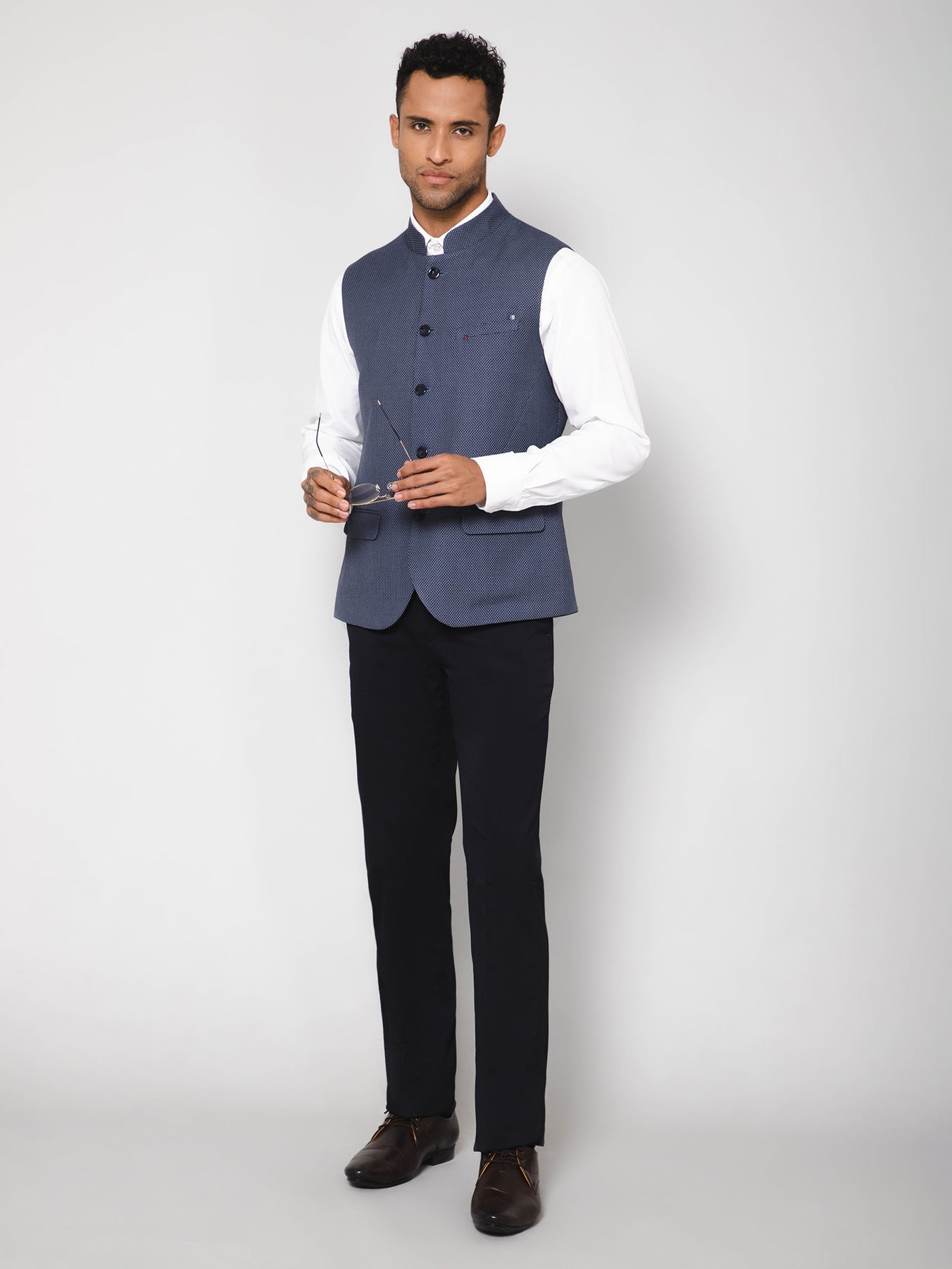 Cantabil Men Navy Waist Coat