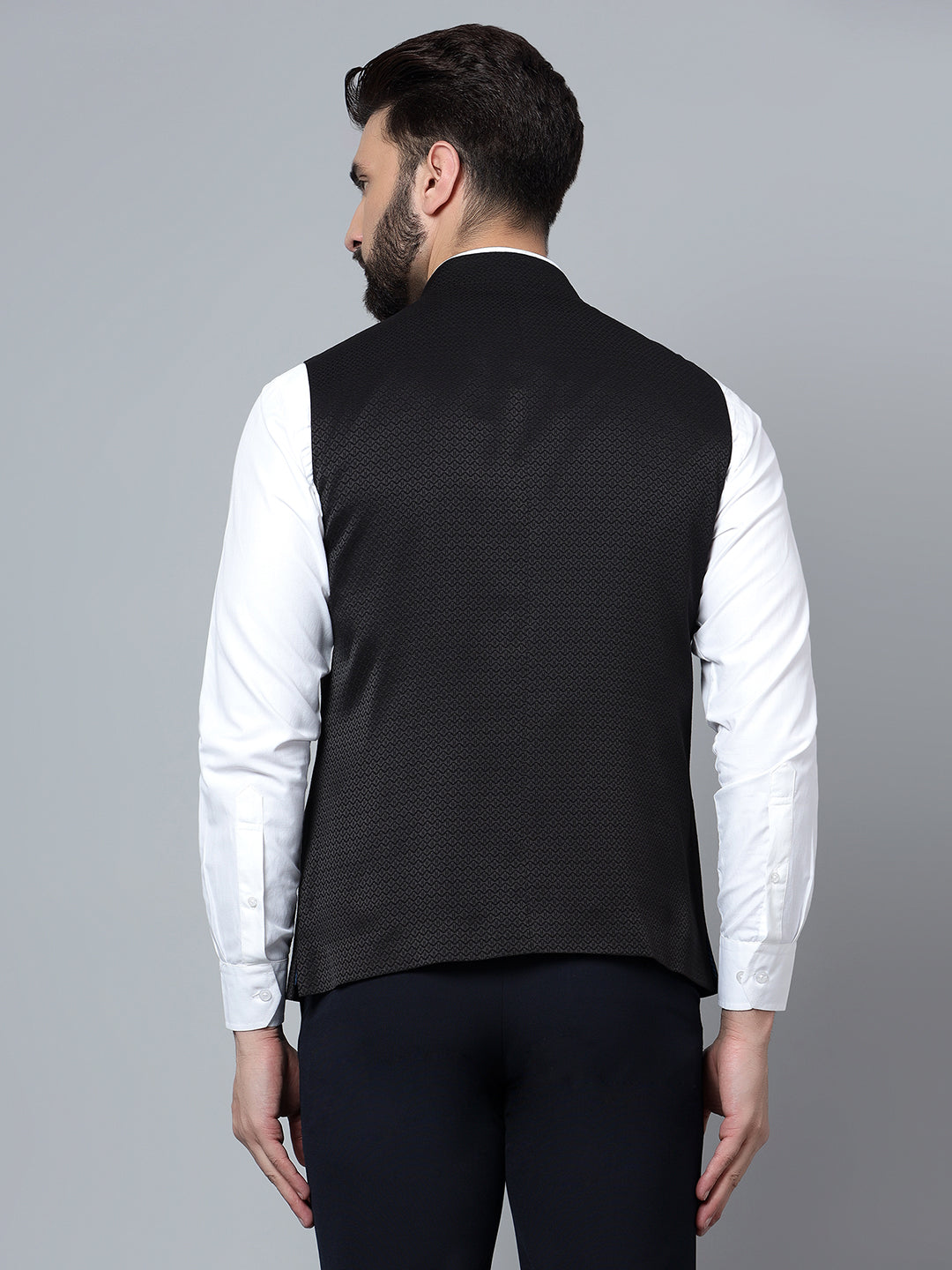 Cantabil Men Black Waist Coat (7121536680075)