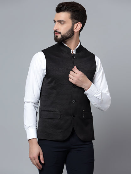 Cantabil Men Black Waist Coat (7121536680075)