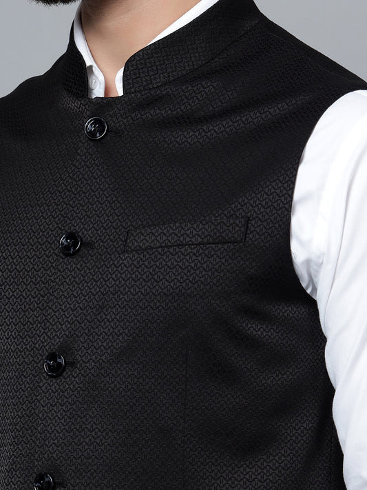 Cantabil Men Black Waist Coat (7121536680075)