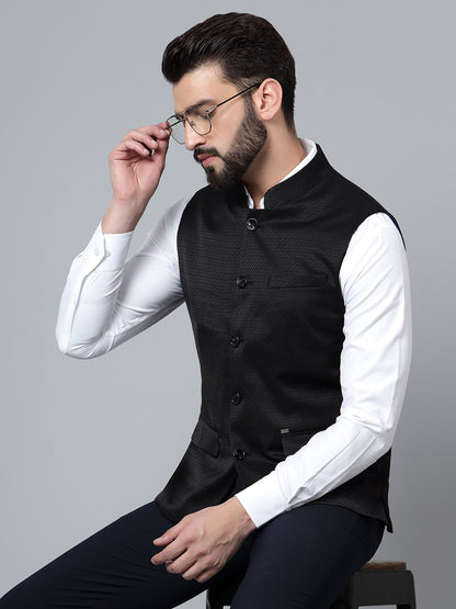 Cantabil Men Black Waist Coat (7121536680075)