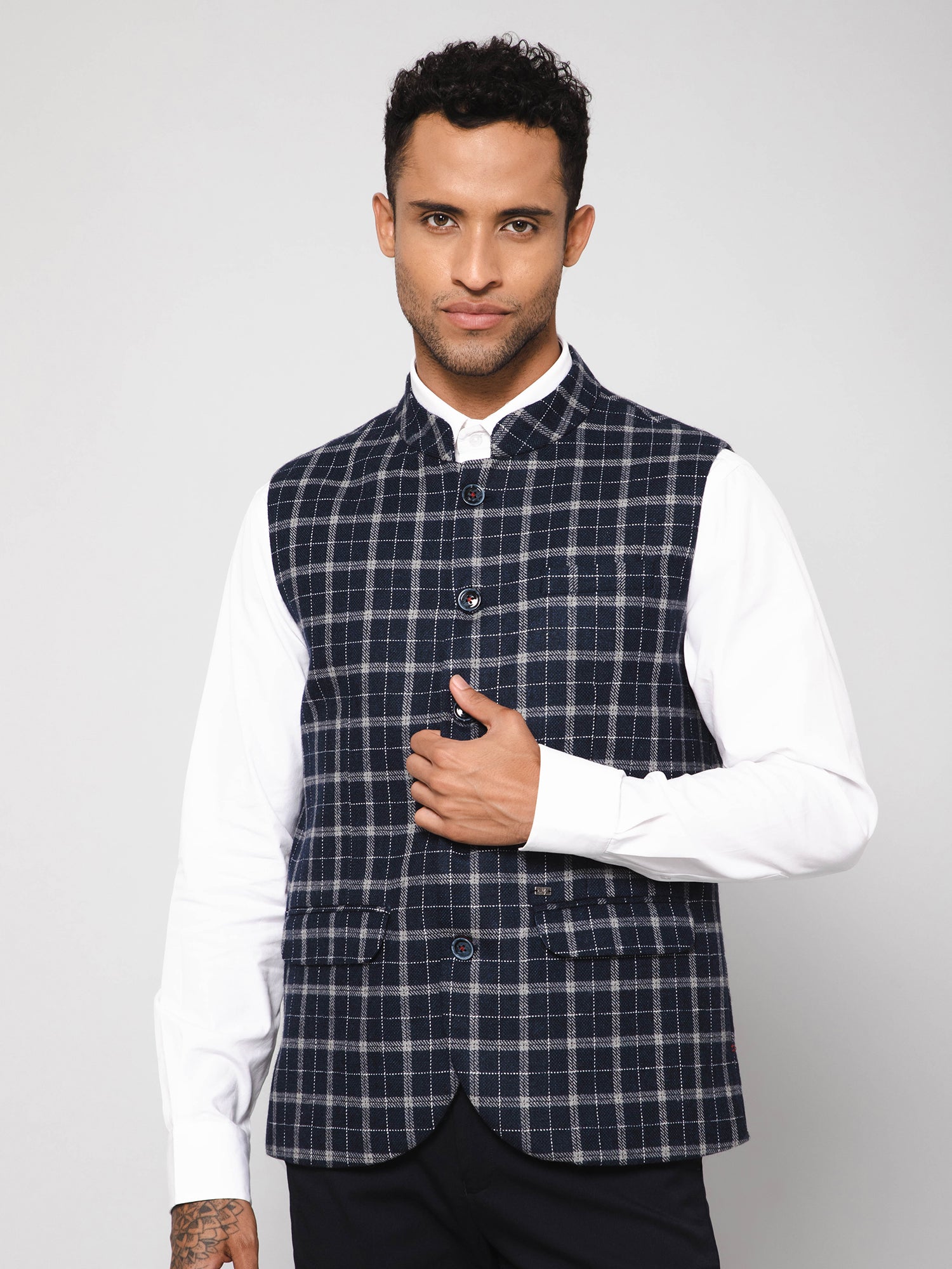 Cantabil Men Navy Waist Coat (7114264510603)