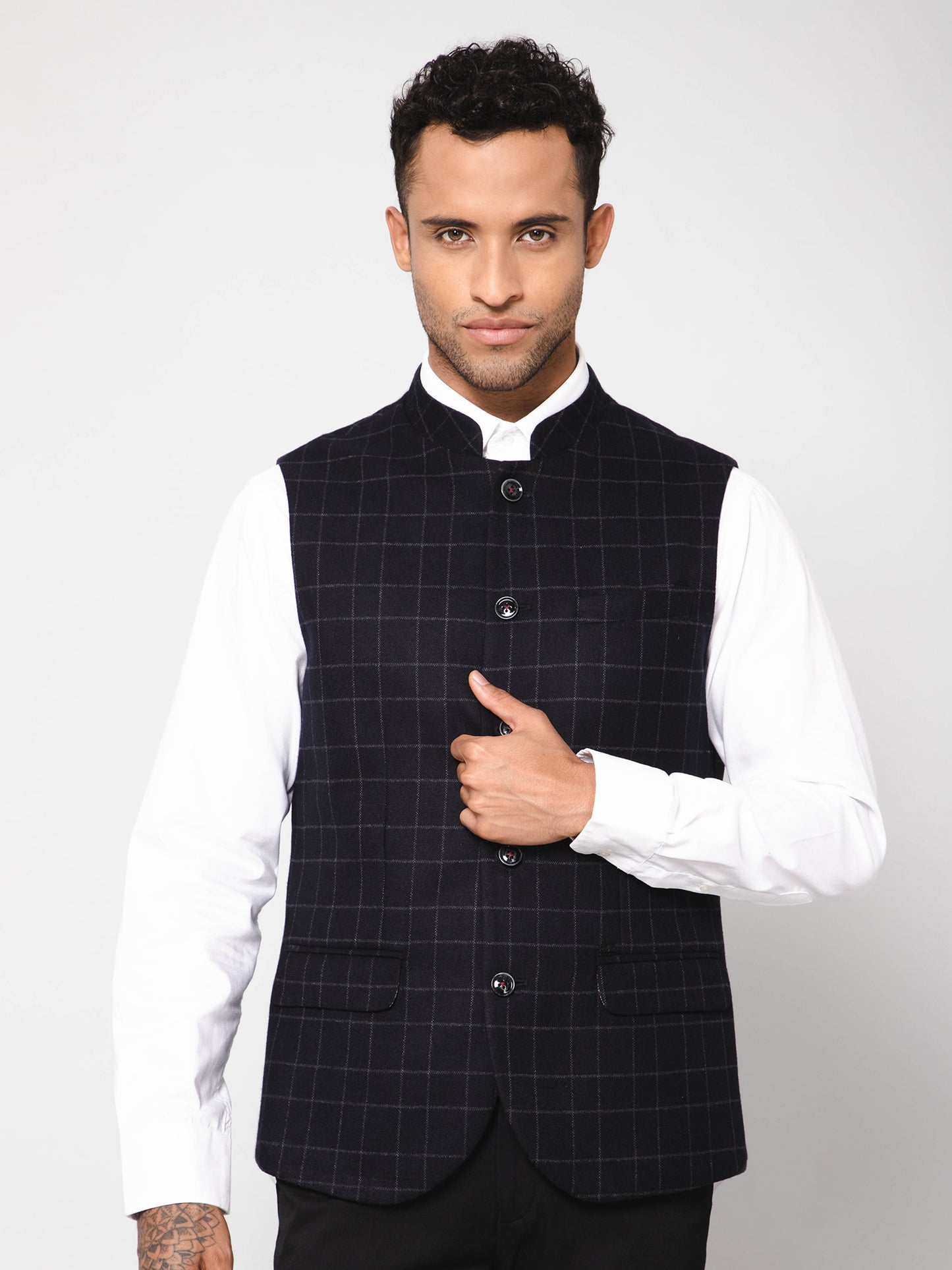 Cantabil Men Black Waist Coat (7114266280075)