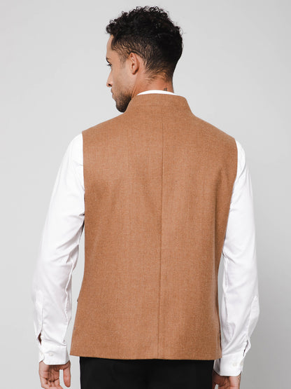 Cantabil Men Camel Brown Waist Coat (7114266771595)