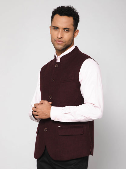 Cantabil Men Wine Waist Coat (7114269851787)