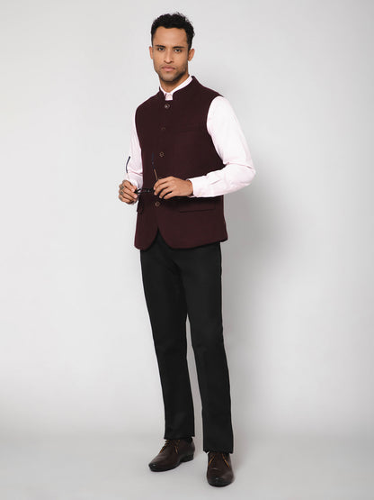 Cantabil Men Wine Waist Coat (7114269851787)