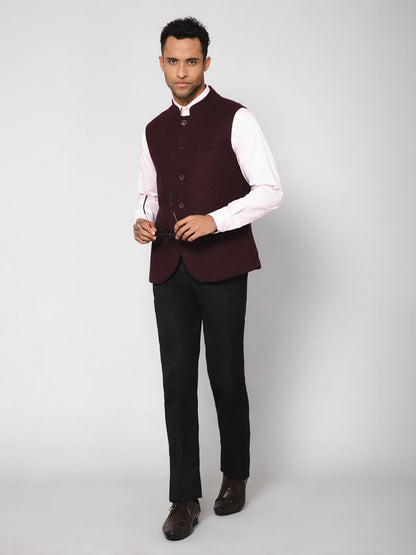 Cantabil Men Wine Waist Coat (7114269851787)