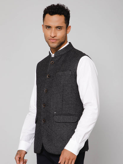 Cantabil Men Black Waist Coat (7114270539915)