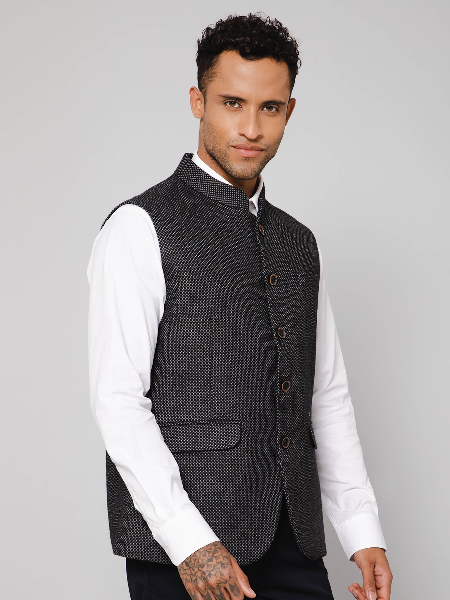 Cantabil Men Black Waist Coat (7114270539915)