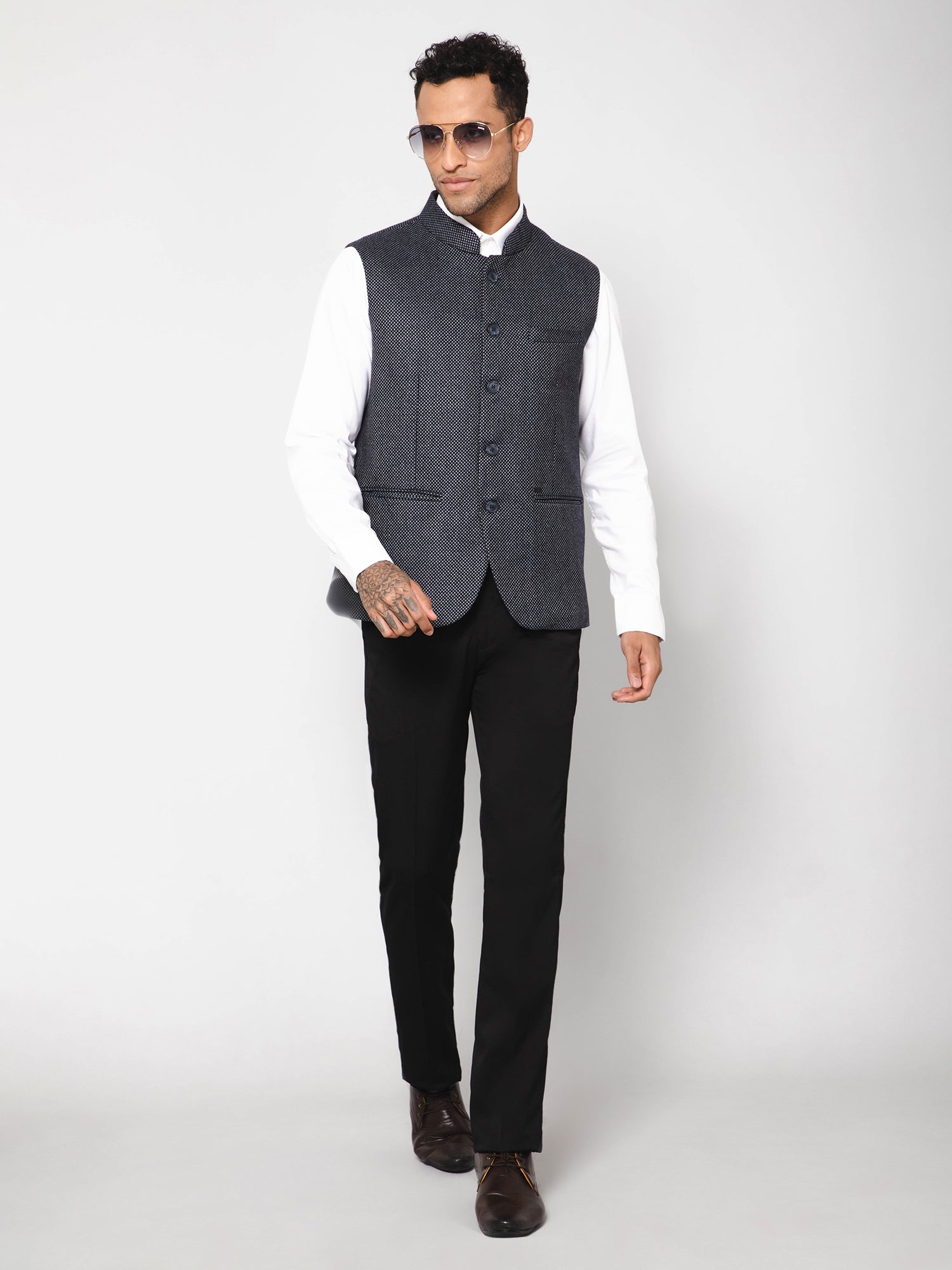 Cantabil Men Navy Waist Coat