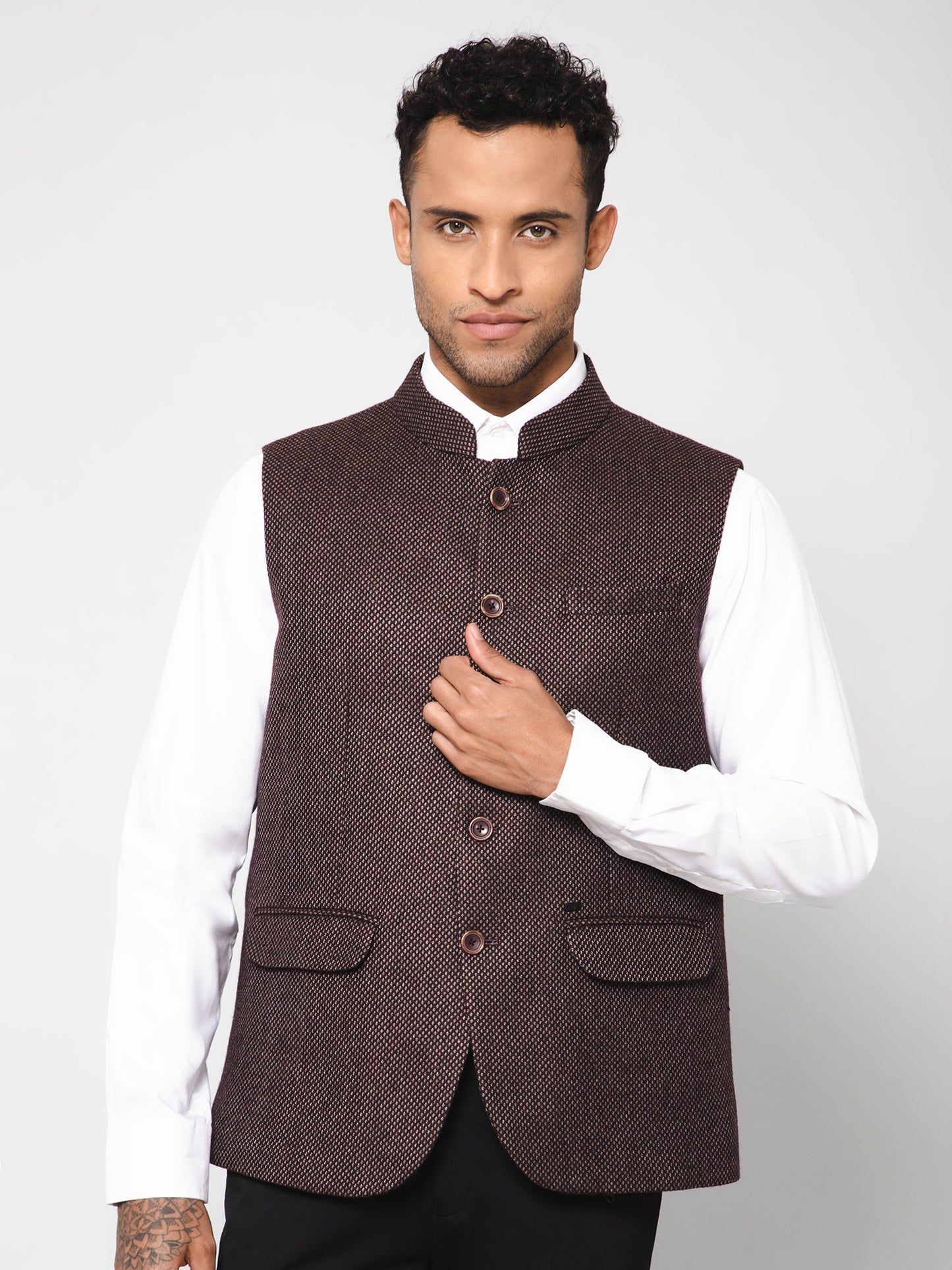 Cantabil Men Wine Waist Coat (7114271490187)