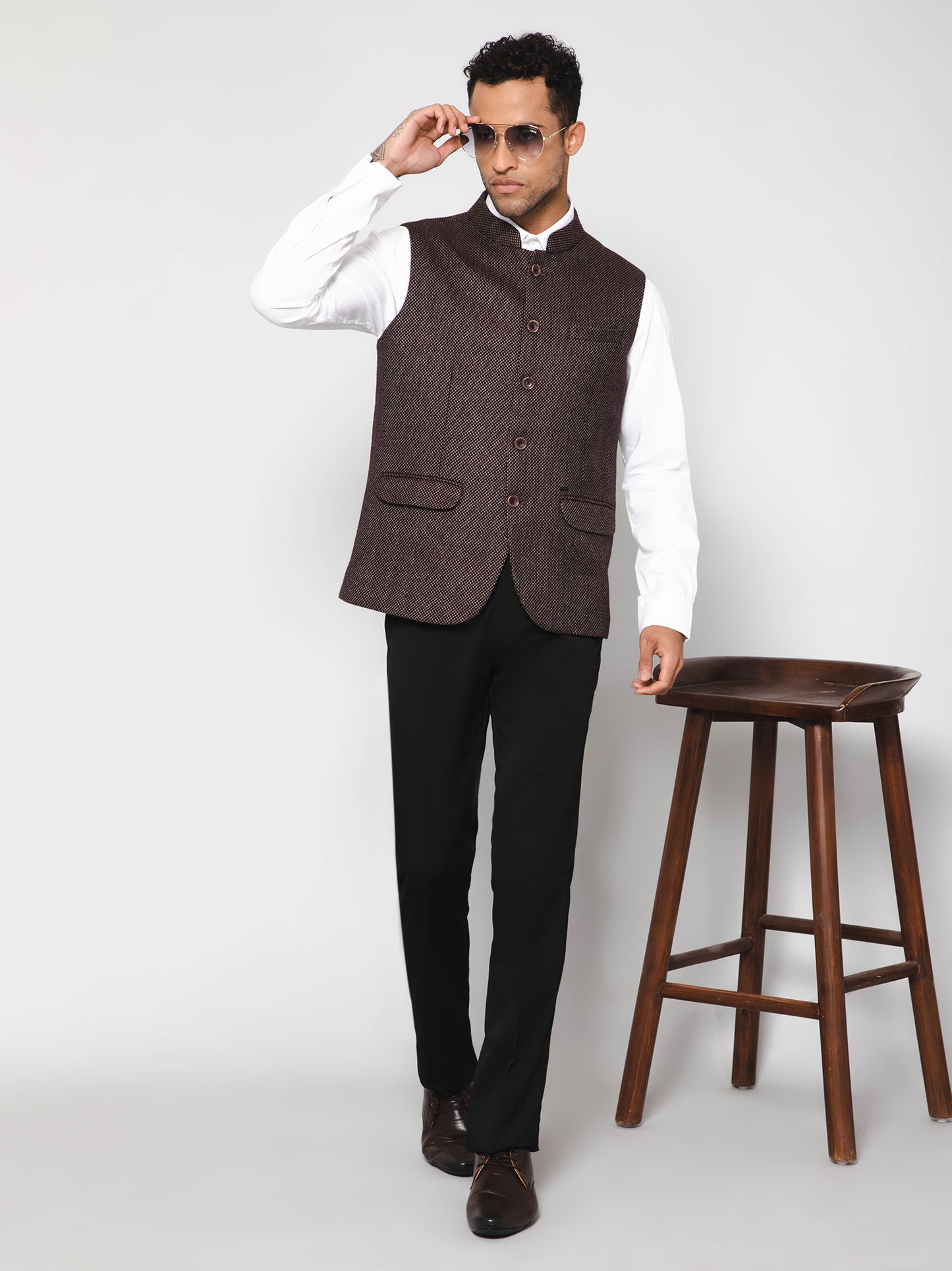 Cantabil Men Wine Waist Coat (7114271490187)