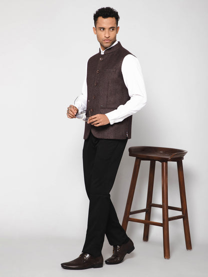 Cantabil Men Wine Waist Coat (7114271490187)