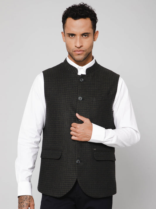 Cantabil Men Green Waist Coat (7114272571531)