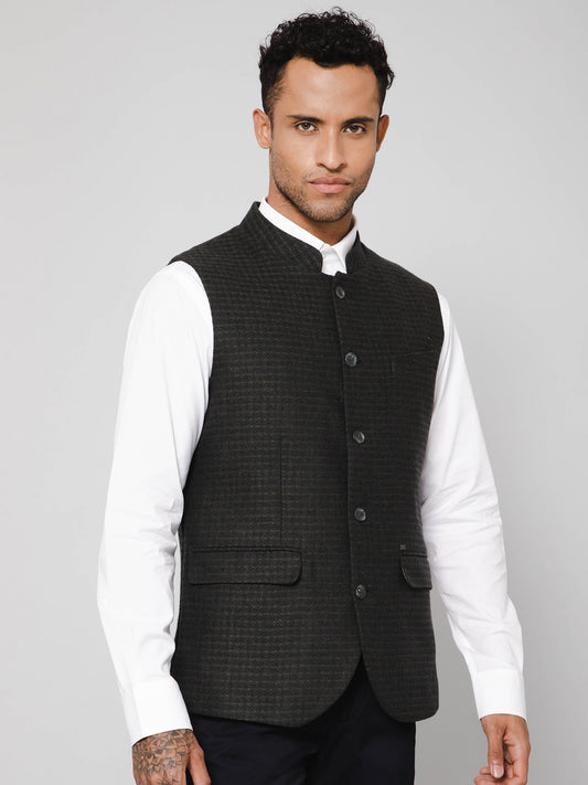 Cantabil Men Green Waist Coat (7114272571531)