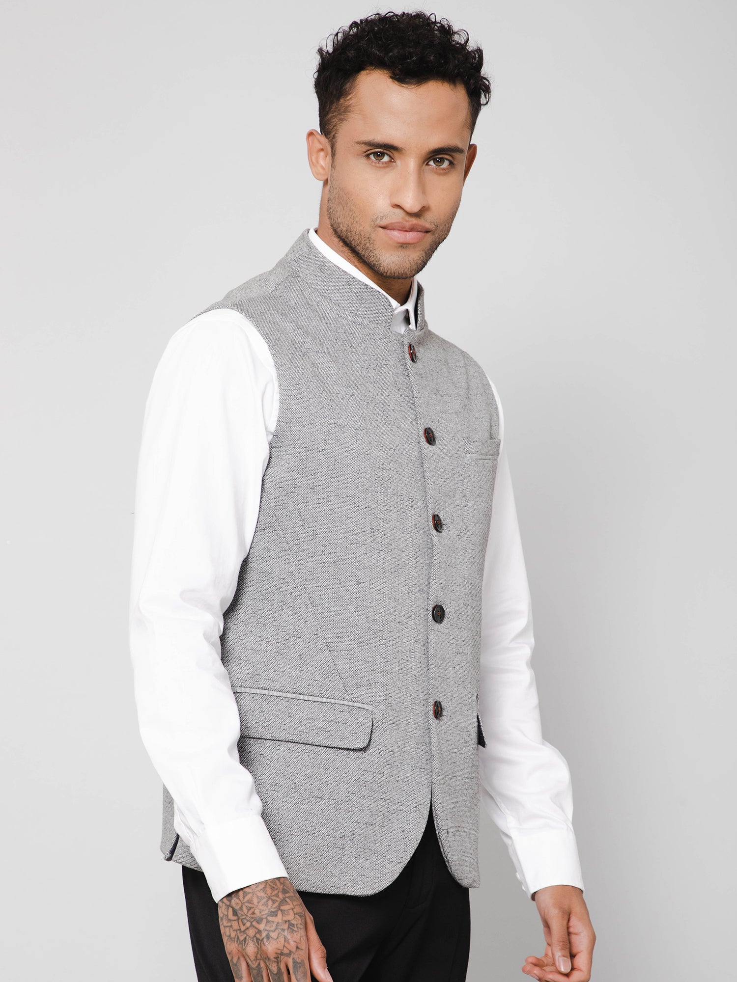 Cantabil Men Grey Waist Coat (7114273390731)