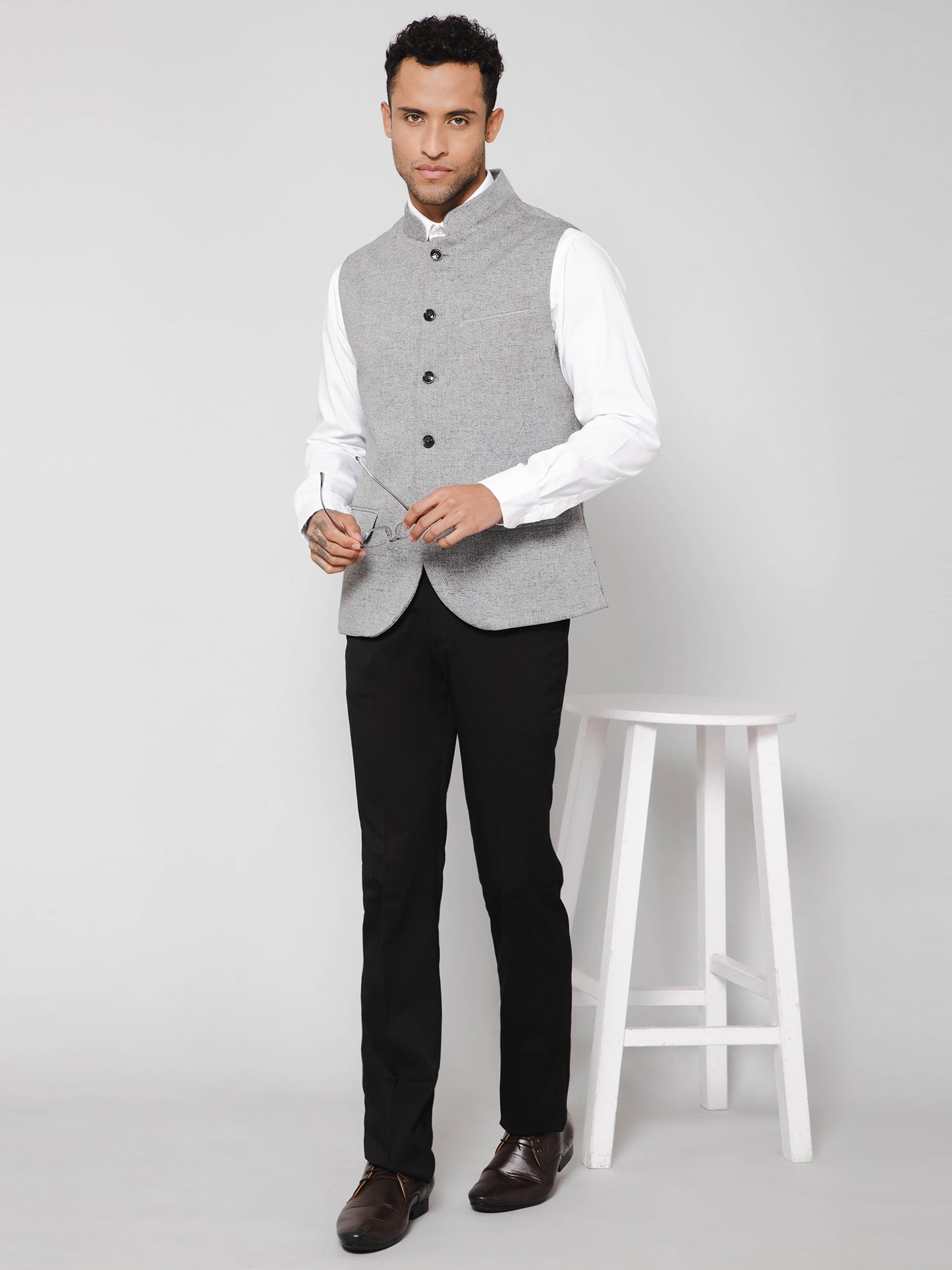 Cantabil Men Grey Waist Coat (7114273390731)