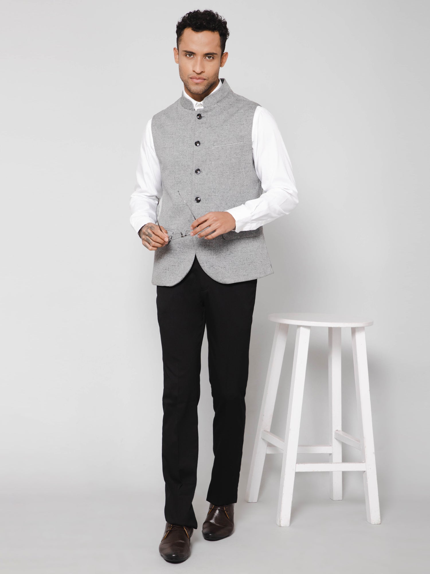 Cantabil Men Grey Waist Coat (7114273390731)